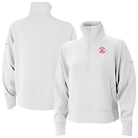 Women's Columbia White Boston Red Sox Wickhams Hills Raglan Omni-Wick Quarter-Zip Pullover