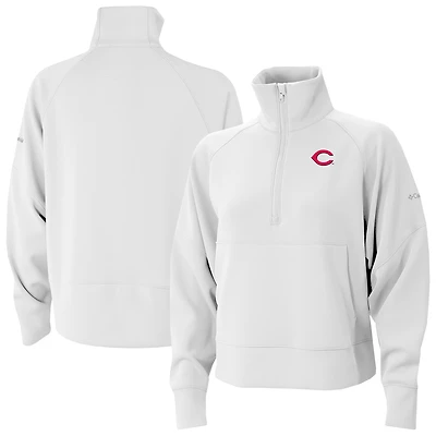 Women's Columbia White Cincinnati Reds Wickhams Hills Raglan Omni-Wick Quarter-Zip Pullover