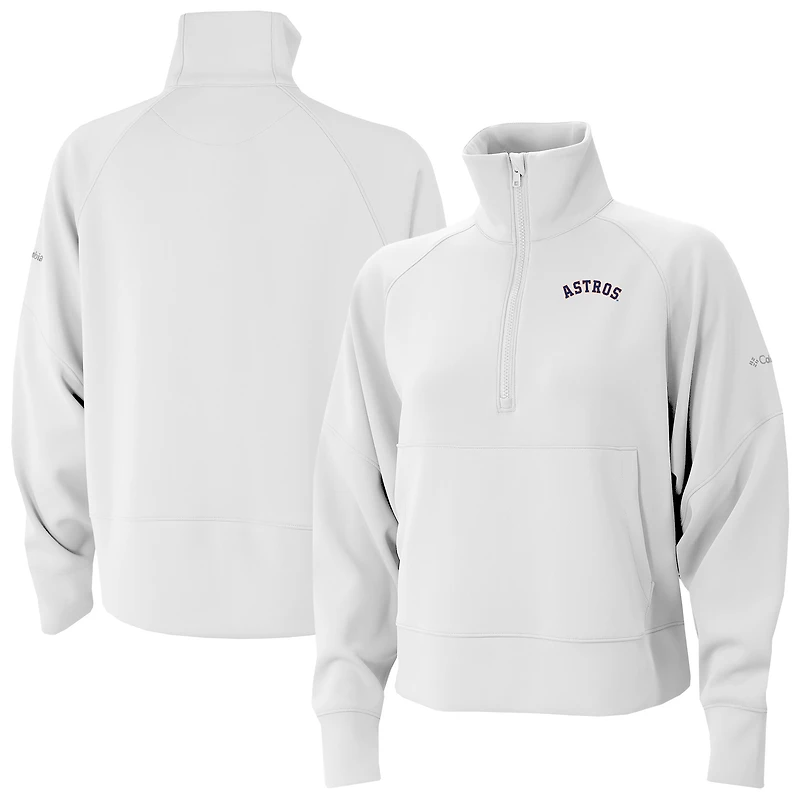 Women's Columbia White Houston Astros Wickhams Hills Raglan Omni-Wick Quarter-Zip Pullover