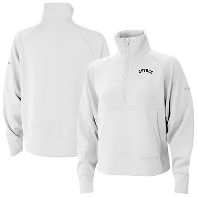 Women's Columbia White Houston Astros Wickhams Hills Raglan Omni-Wick Quarter-Zip Pullover