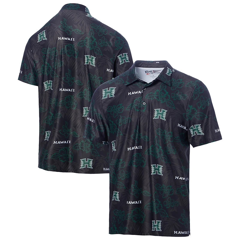 Men's Reyn Spooner Black Hawaii Rainbow Warriors Pua Performance Polo