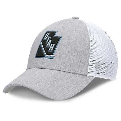 Men's Fanatics  Gray/White Utah Mammoth Utah Badge Trucker Adjustable Hat