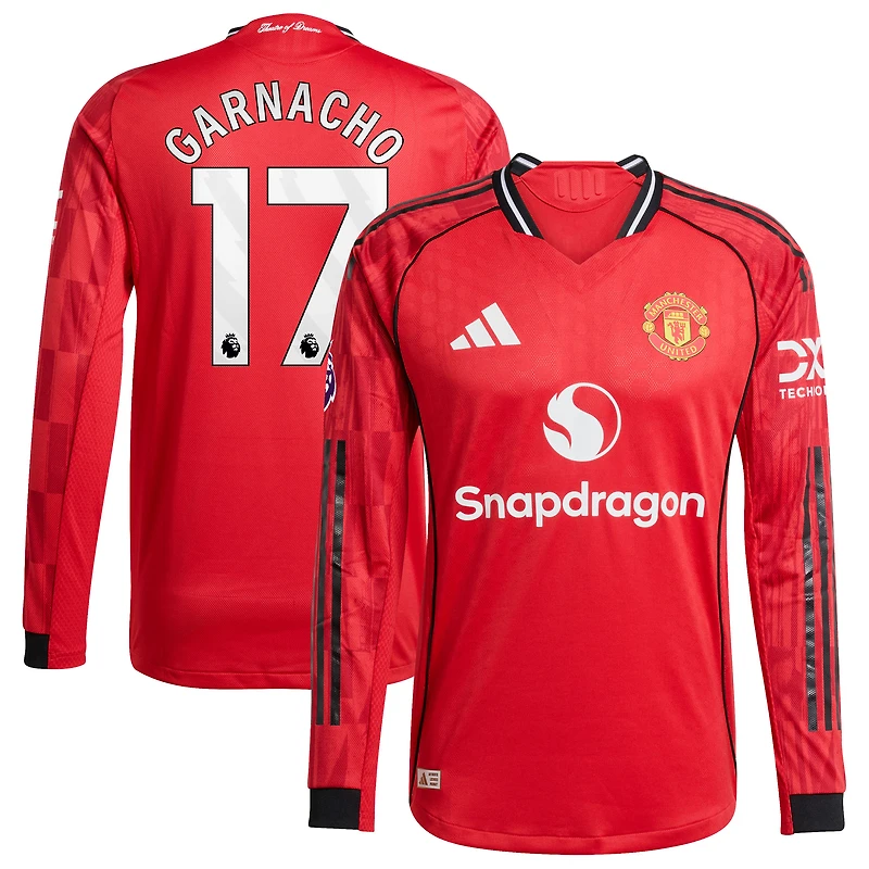 Men's adidas Alejandro Garnacho Red Manchester United Home 2025/26 Authentic Player Long Sleeve Jersey