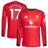 Men's adidas Alejandro Garnacho Red Manchester United Home 2025/26 Replica Player Long Sleeve Jersey