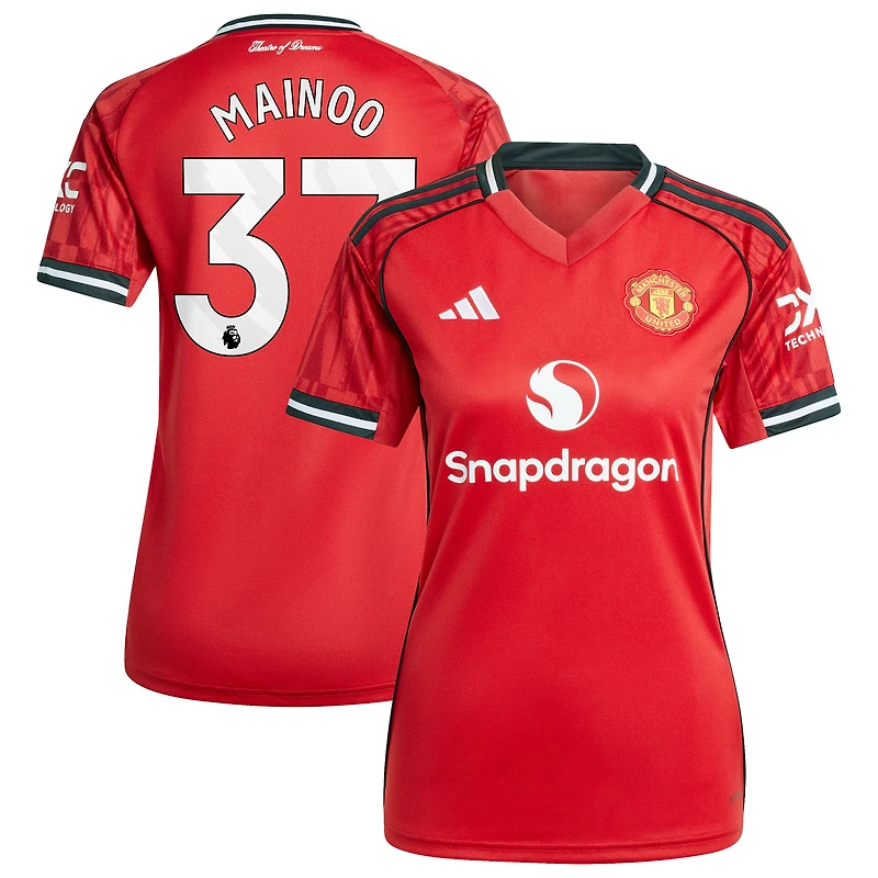Women's adidas Kobbie Mainoo Red Manchester United Home 2025/26 Replica Player Jersey