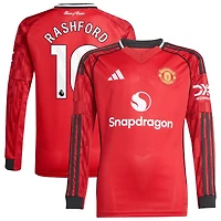 Youth adidas Marcus Rashford Red Manchester United Home 2025/26 Replica Player Long Sleeve Jersey