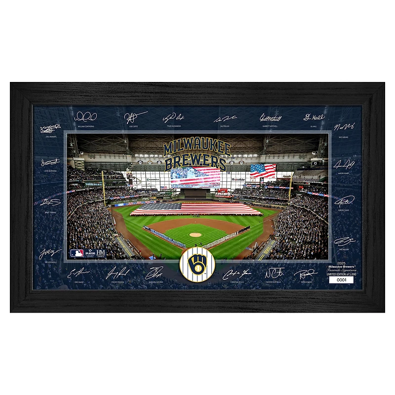 Highland Mint Milwaukee Brewers Framed 12" x 20" 2025 Signature Field Photograph - Facsimile Signatures - Limited Edition of 5,000