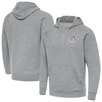 Men's Antigua Heather Gray Mississippi State Bulldogs Victory Swinging Bully Pullover Hoodie