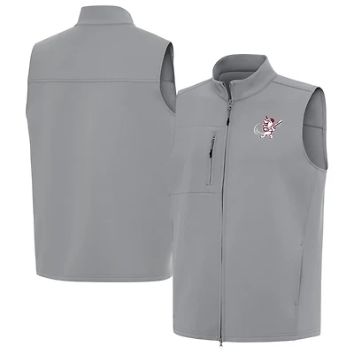 Men's Antigua Gray Mississippi State Bulldogs Demand Swinging Bully Full-Zip Vest