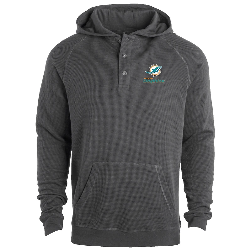 Men's Dunbrooke Charcoal Miami Dolphins Montana Raglan Thermal Hoodie