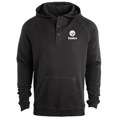 Men's Dunbrooke Black Pittsburgh Steelers Montana Raglan Thermal Hoodie