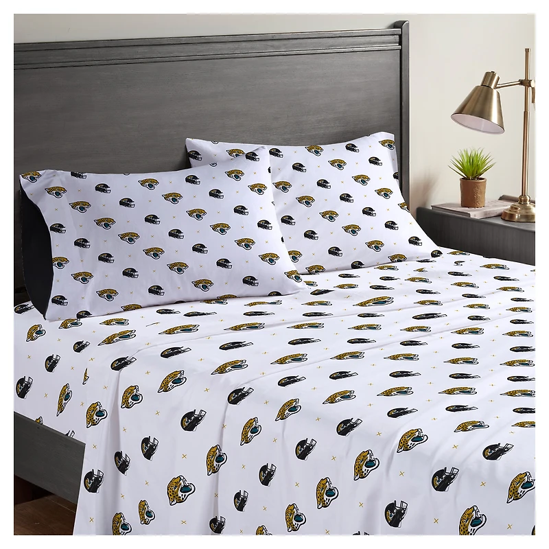 Pegasus Jacksonville Jaguars Four-Piece Queen Sheet Set