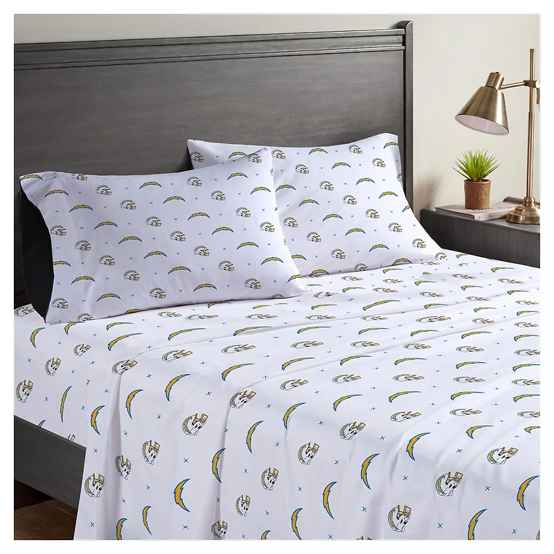 Pegasus Los Angeles Chargers Four-Piece Queen Sheet Set