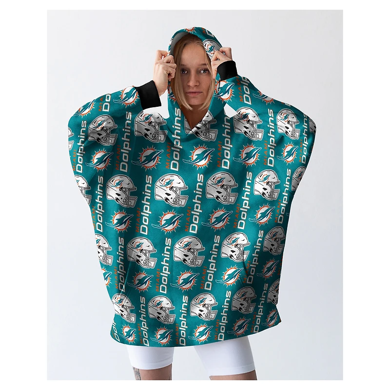 Pegasus Miami Dolphins 54" x 72" Homefield Repeat Logo Wearable Hoodie Blanket