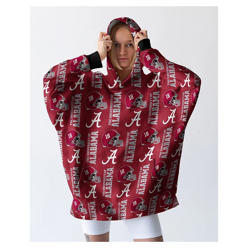 Pegasus Alabama Crimson Tide 54" x 72" Homefield Repeat Logo Wearable Hoodie Blanket