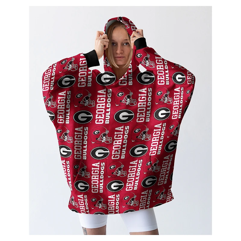 Pegasus Georgia Bulldogs 54" x 72" Homefield Repeat Logo Wearable Hoodie Blanket