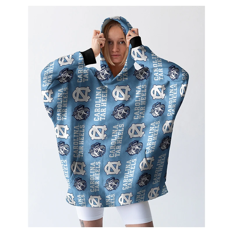 Pegasus North Carolina Tar Heels Homefield Repeat Logo Wearable Hooded Blanket
