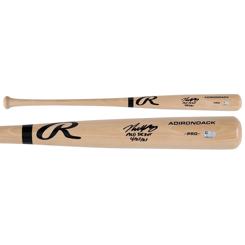 Nick Kurtz Athletics Autographed Blonde Rawlings Pro Bat with "MLB Debut 4/23/25" Inscription