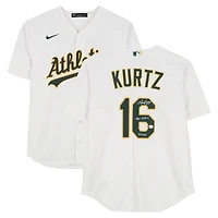 Nick Kurtz Athletics Autographed White Nike Replica Jersey with "MLB Debut 4/23/25" Inscription