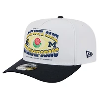 Men's New Era White/Navy Michigan Wolverines Retro 2024 Rose Bowl Champions 9FIFTY A-Frame Snapback Hat