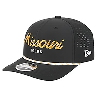 Men's New Era Black Missouri Tigers Script Performance Rope 9SEVENTY Adjustable Hat