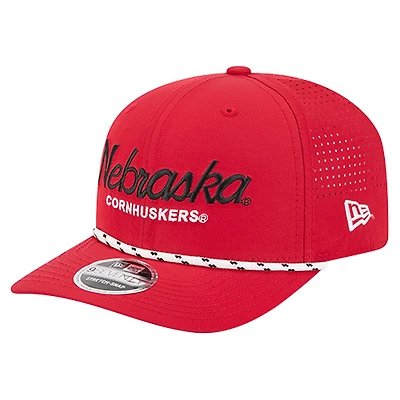 Men's New Era Scarlet Nebraska Huskers Script Performance Rope 9SEVENTY Adjustable Hat