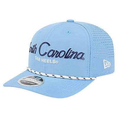 Men's New Era Carolina Blue North Carolina Tar Heels Script Performance Rope 9SEVENTY Adjustable Hat