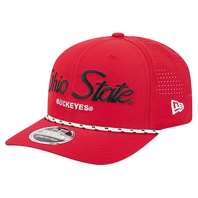 Men's New Era Scarlet Ohio State Buckeyes Script Performance Rope 9SEVENTY Adjustable Hat