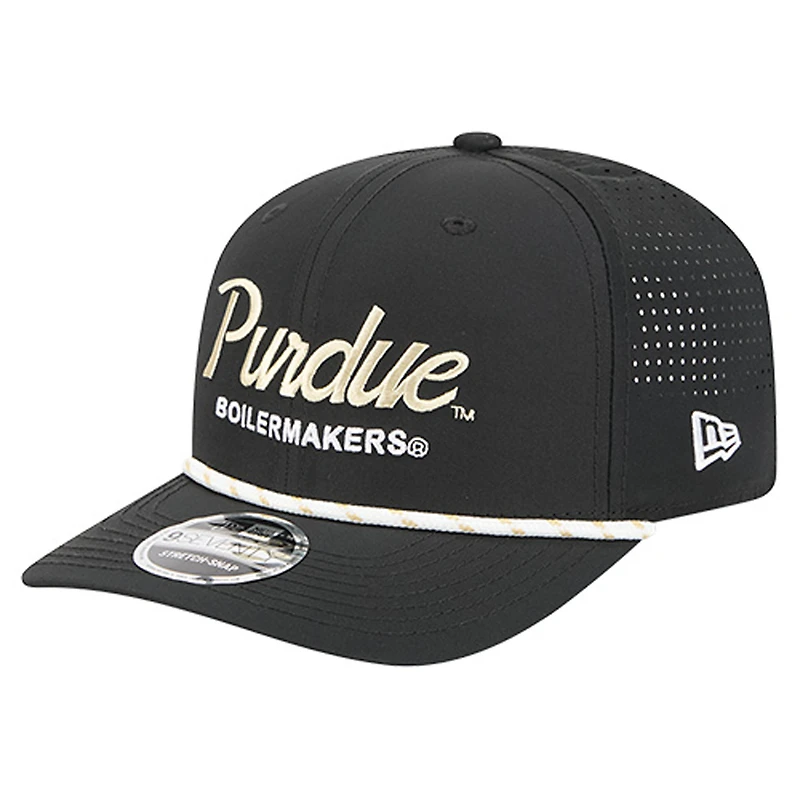 Men's New Era Black Purdue Boilermakers Script Performance Rope 9SEVENTY Adjustable Hat