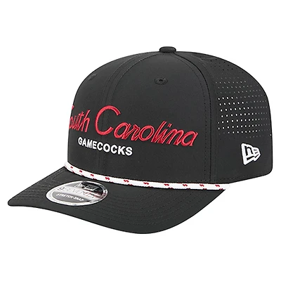 Men's New Era Black South Carolina Gamecocks Script Performance Rope 9SEVENTY Adjustable Hat