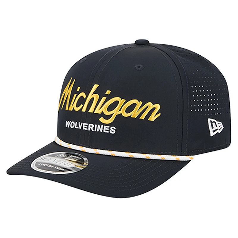 Men's New Era Navy Michigan Wolverines Script Performance Rope 9SEVENTY Adjustable Hat