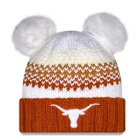 Women's New Era  Texas Orange Texas Longhorns Double Pom & Print Cuffed Knit Hat