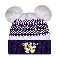Women's New Era  Purple Washington Huskies Double Pom & Print Cuffed Knit Hat