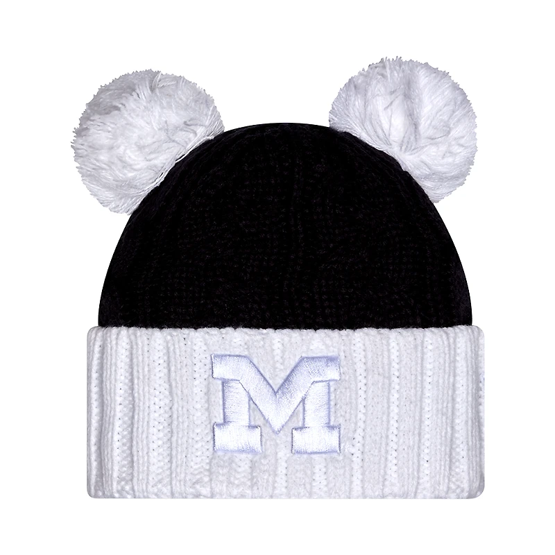 Women's New Era Navy Michigan Wolverines Tonal Cuffed Knit Hat with Double Poms