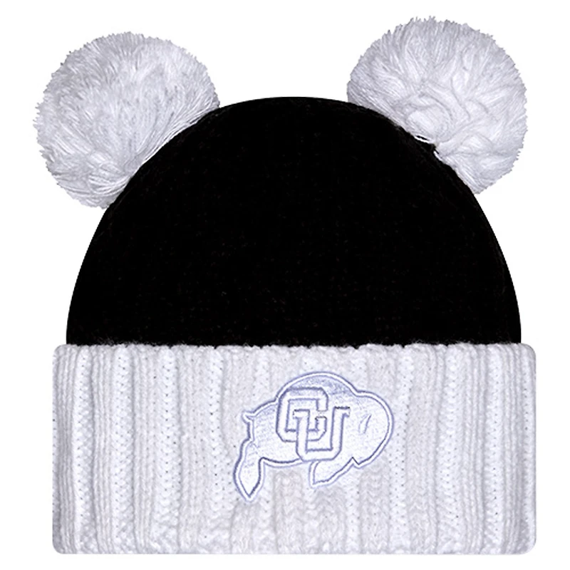 Women's New Era  Black Colorado Buffaloes Tonal Cuffed Knit Hat with Double Poms