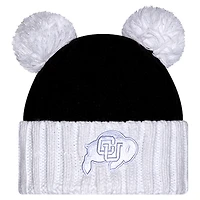 Women's New Era  Black Colorado Buffaloes Tonal Cuffed Knit Hat with Double Poms
