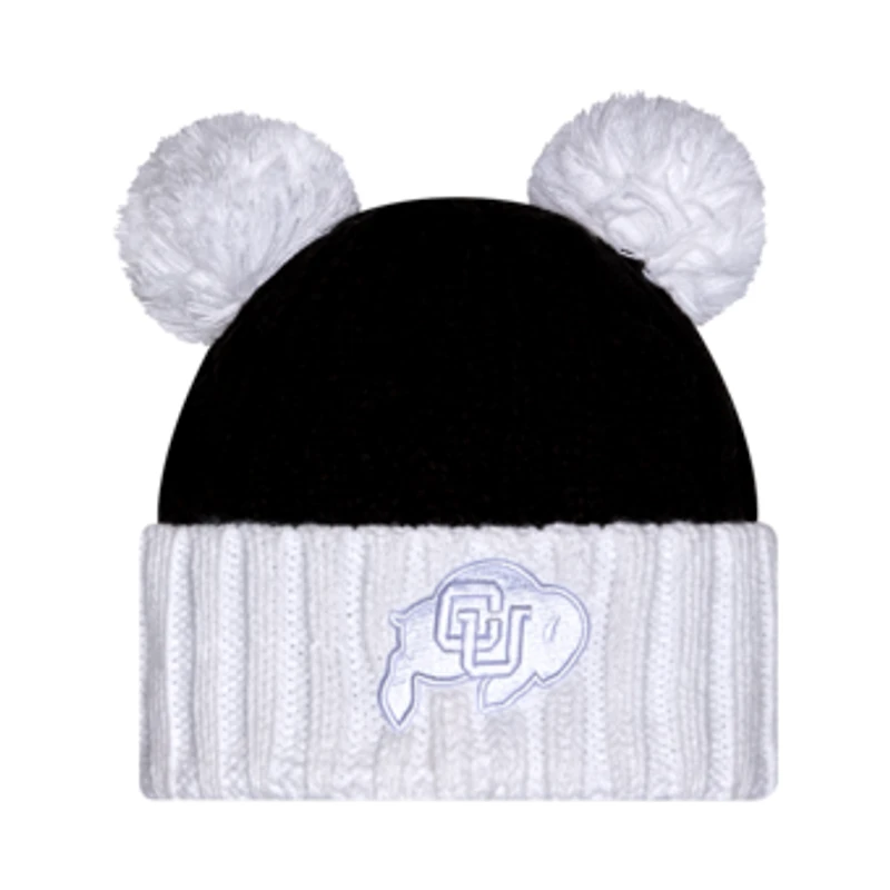 Women's New Era  Black Colorado Buffaloes Tonal Cuffed Knit Hat with Double Poms