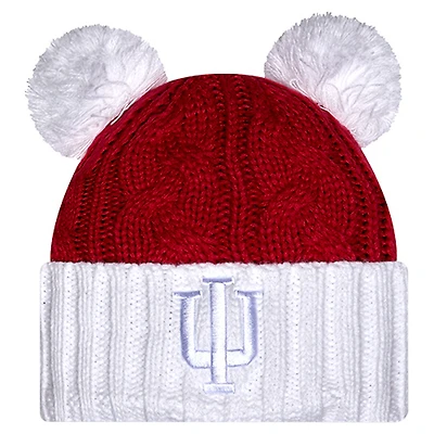Women's New Era  Crimson Indiana Hoosiers Tonal Cuffed Knit Hat with Double Poms