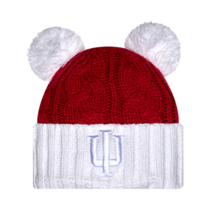 Women's New Era  Crimson Indiana Hoosiers Tonal Cuffed Knit Hat with Double Poms