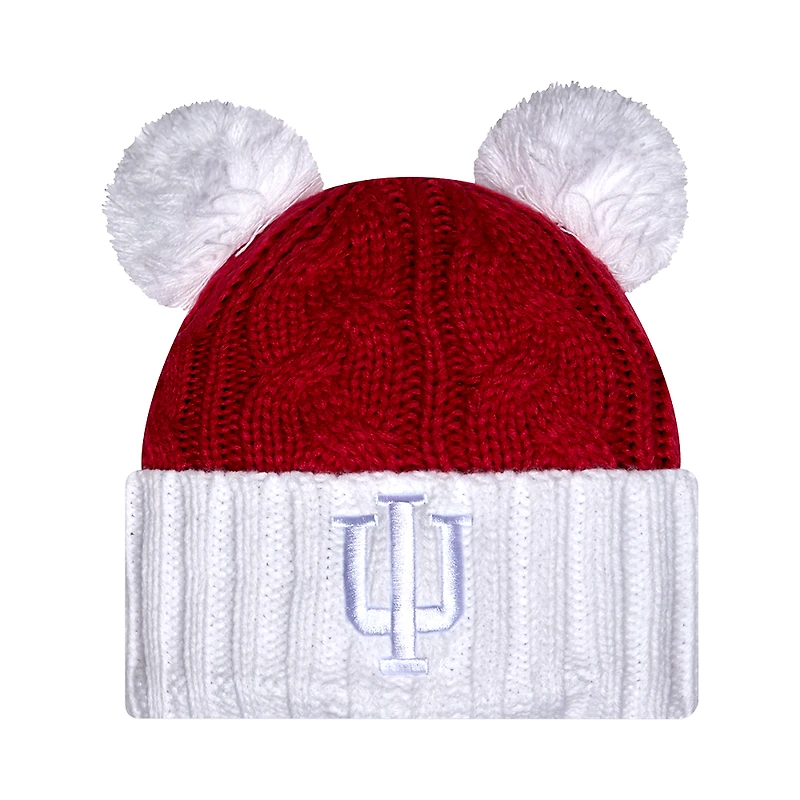 Women's New Era  Crimson Indiana Hoosiers Tonal Cuffed Knit Hat with Double Poms