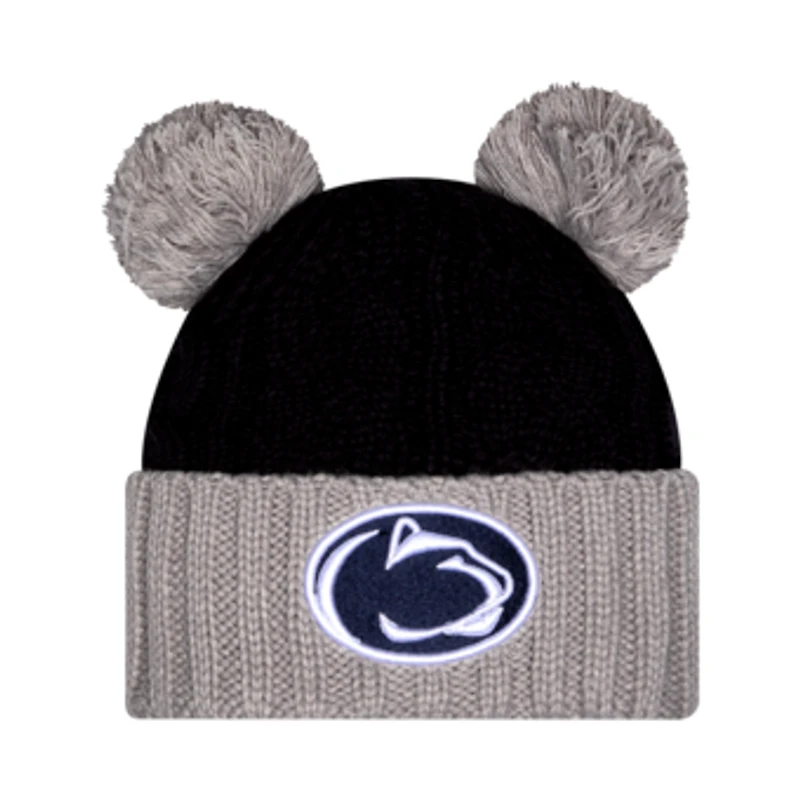 Women's New Era  Black Penn State Nittany Lions Tonal Cuffed Knit Hat with Double Poms