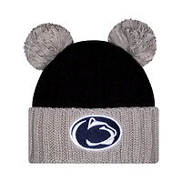 Women's New Era  Black Penn State Nittany Lions Tonal Cuffed Knit Hat with Double Poms
