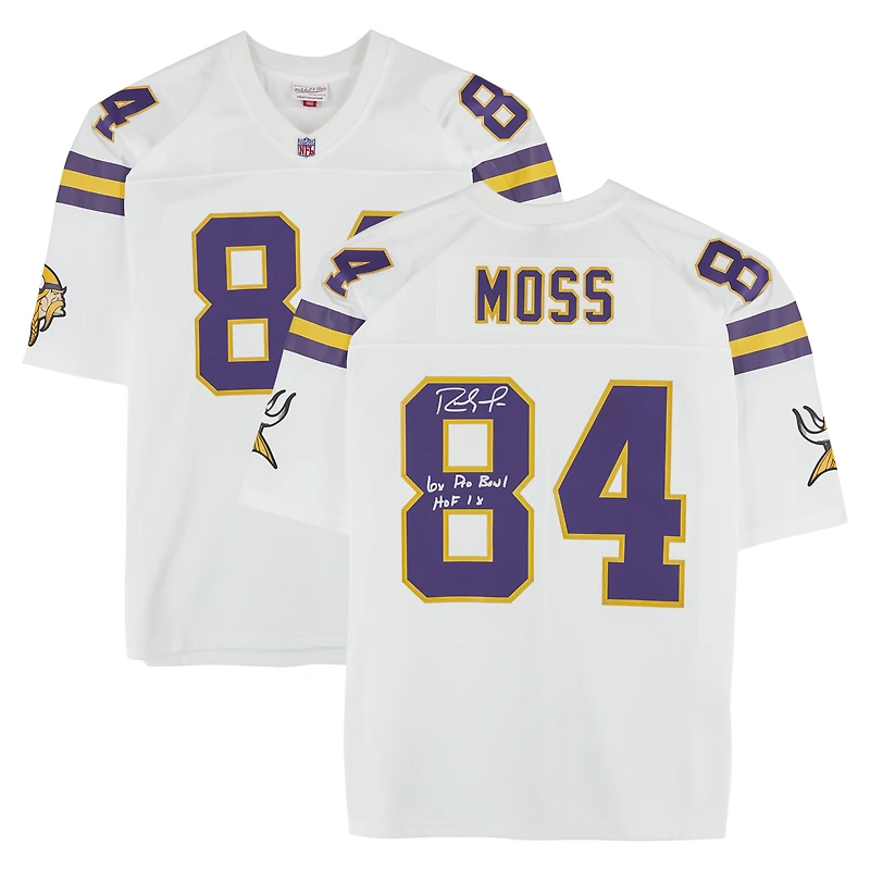 Randy Moss Minnesota Vikings Autographed White Mitchell & Ness Legacy Jersey with "6x Pro Bowl" & "HOF 18" Inscriptions
