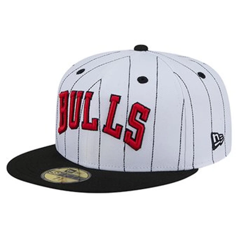 Men's New Era White Chicago Bulls Wordmark Pinstripe 59FIFTY Fitted Hat
