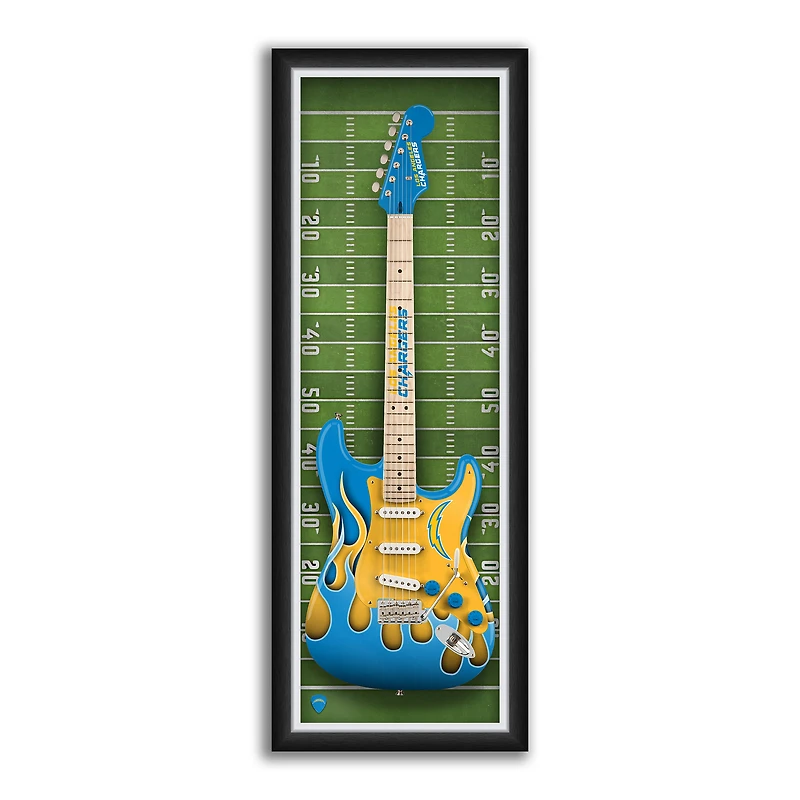 Los Angeles Chargers 14" x 37" Framed Electric Guitar Print