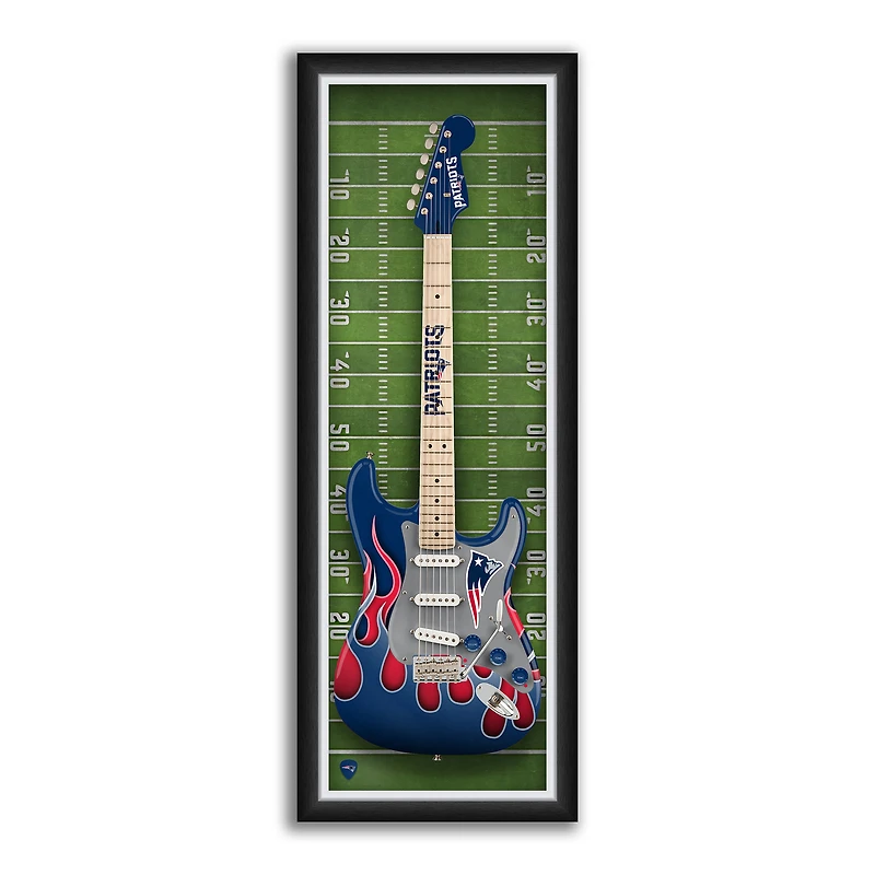 New England Patriots 14" x 37" Framed Electric Guitar Print