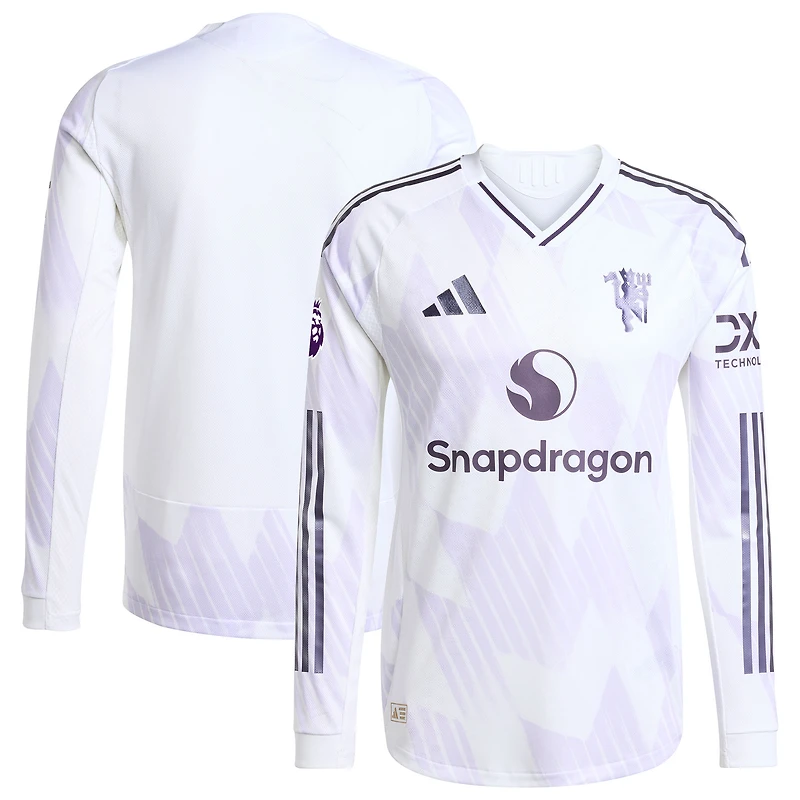 Men's adidas White Manchester United 2025/26 Away Authentic Long Sleeve Jersey