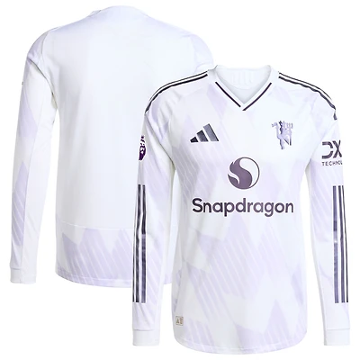 Men's adidas White Manchester United 2025/26 Away Authentic Long Sleeve Jersey