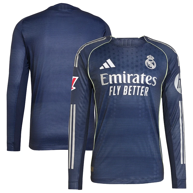 Men's adidas Blue Real Madrid 2025/26 Away Authentic Long Sleeve Jersey