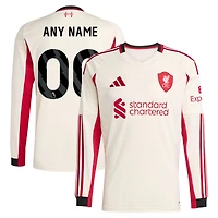 Men's adidas  White Liverpool 2025/26 Away Replica Long Sleeve Custom Jersey